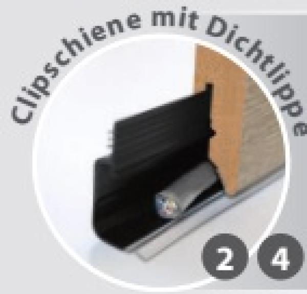 Corpet - passende Clipschiene für Vinyl mit Dichtlippe, 15 x 2400mm